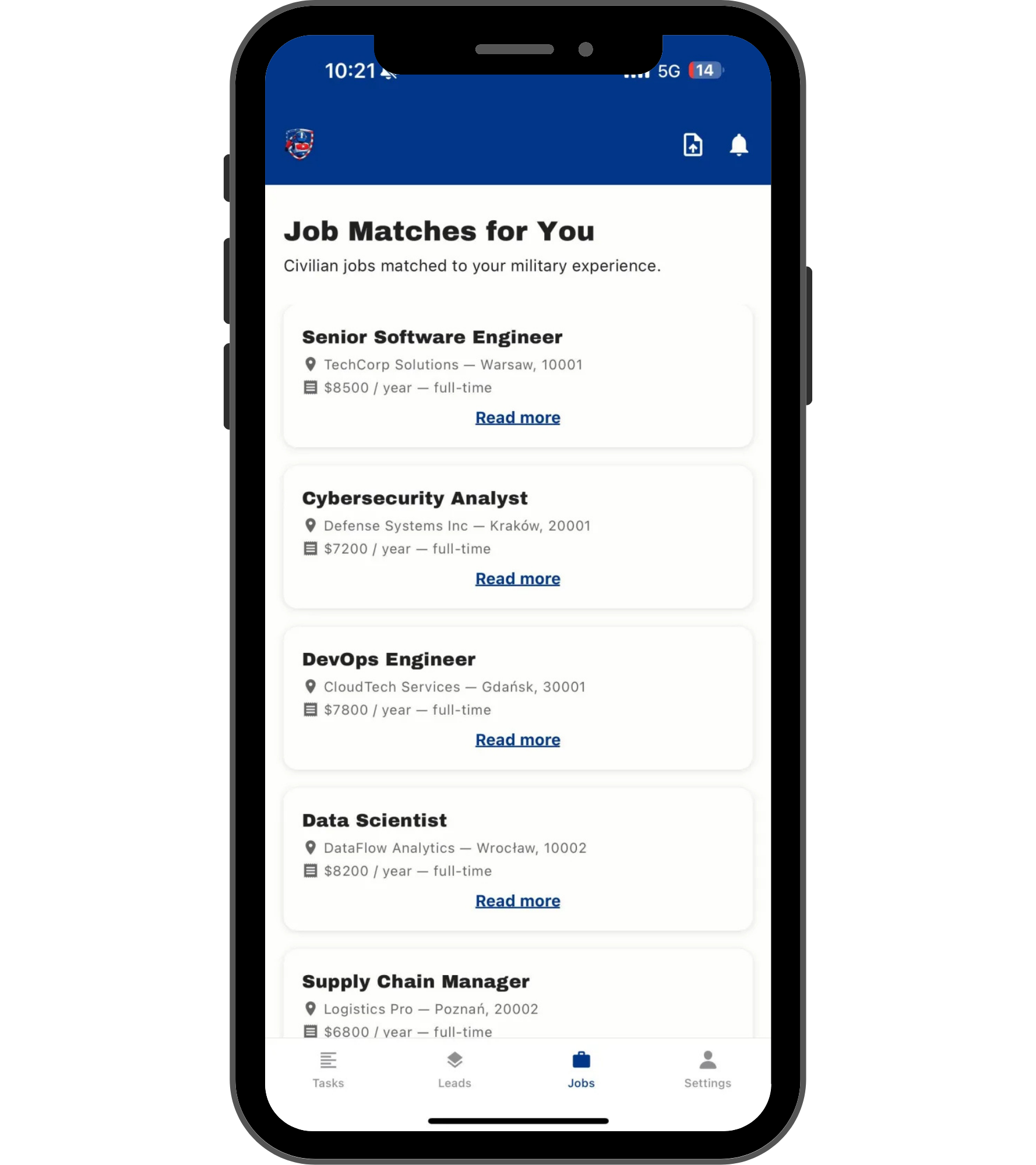 Income details screen