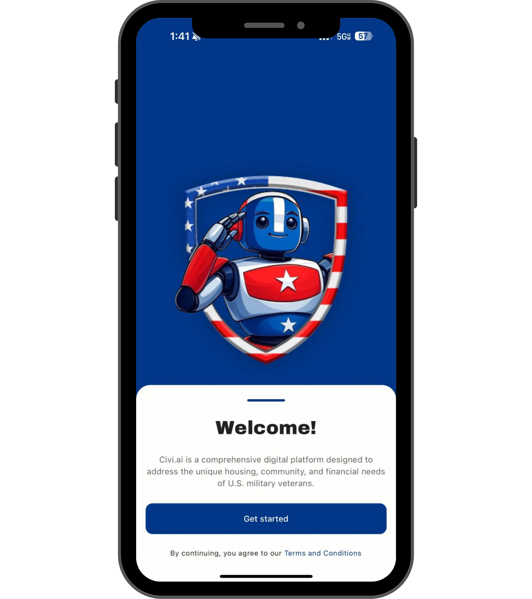 CIVI.ai welcome screen